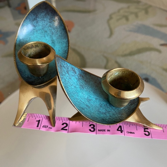 VTG I MCM I Oppenheim Israel I Art Deco Candle Holders - Picture 7 of 16